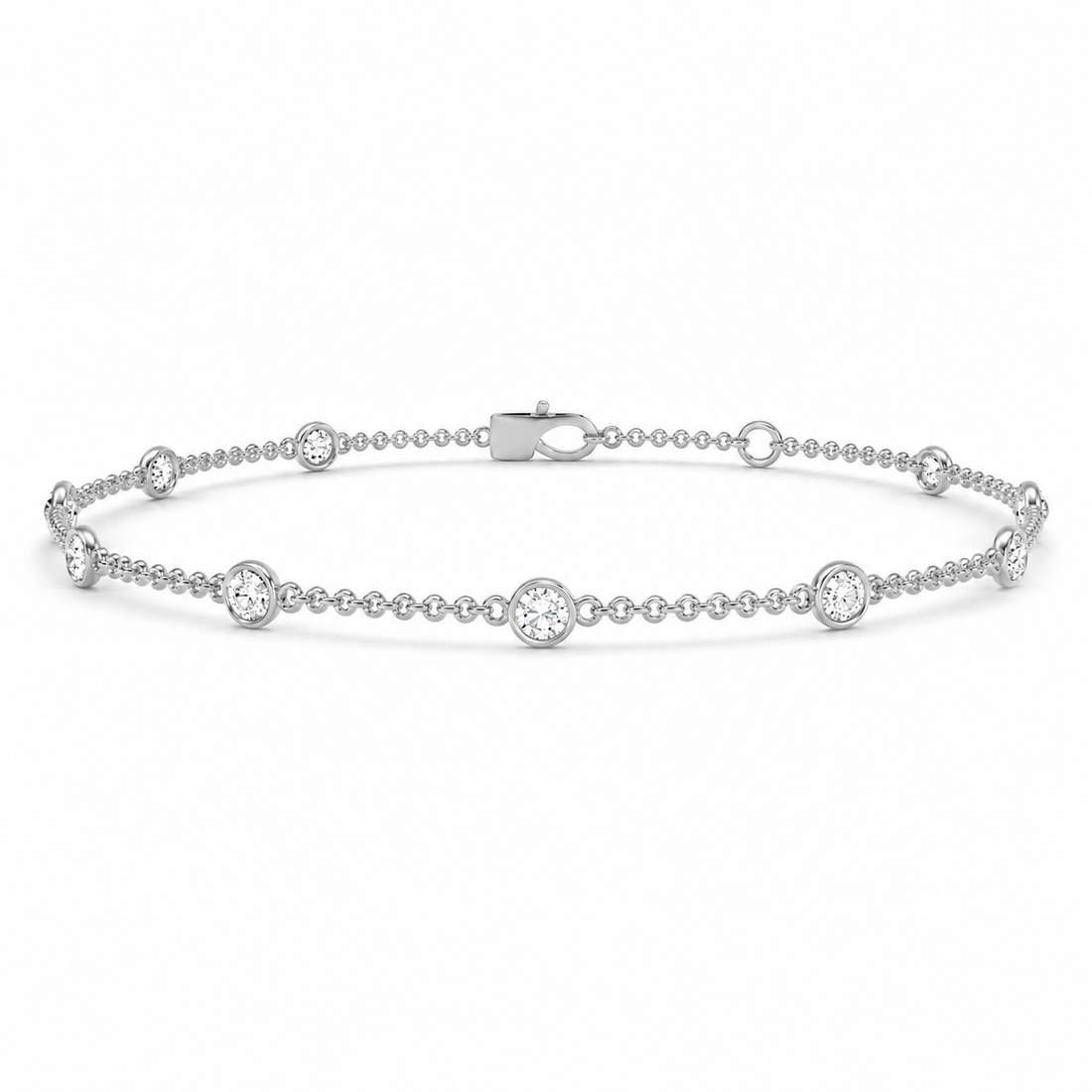 White Gold bracelet with small diamonds on a white background