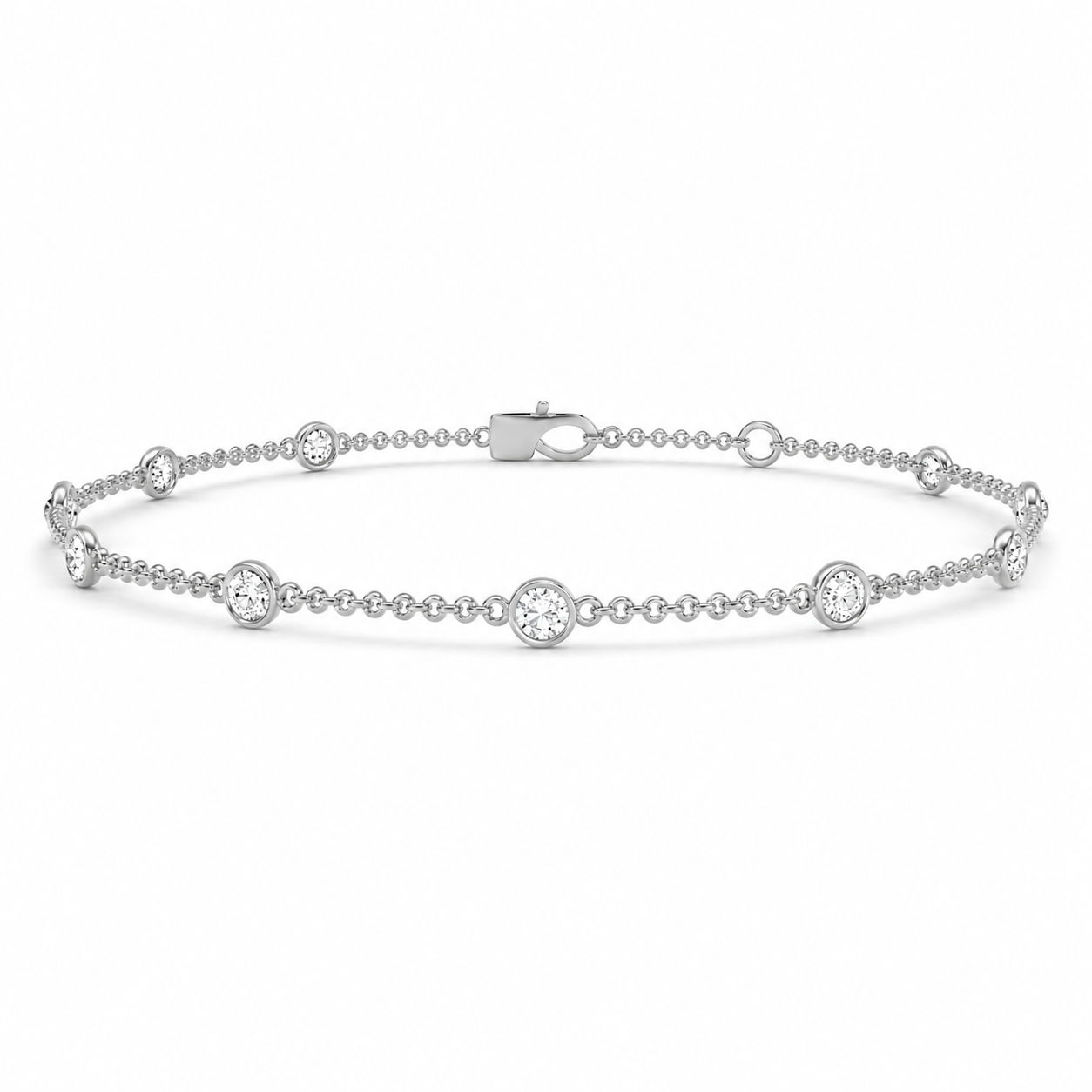 White Gold bracelet with small diamonds on a white background