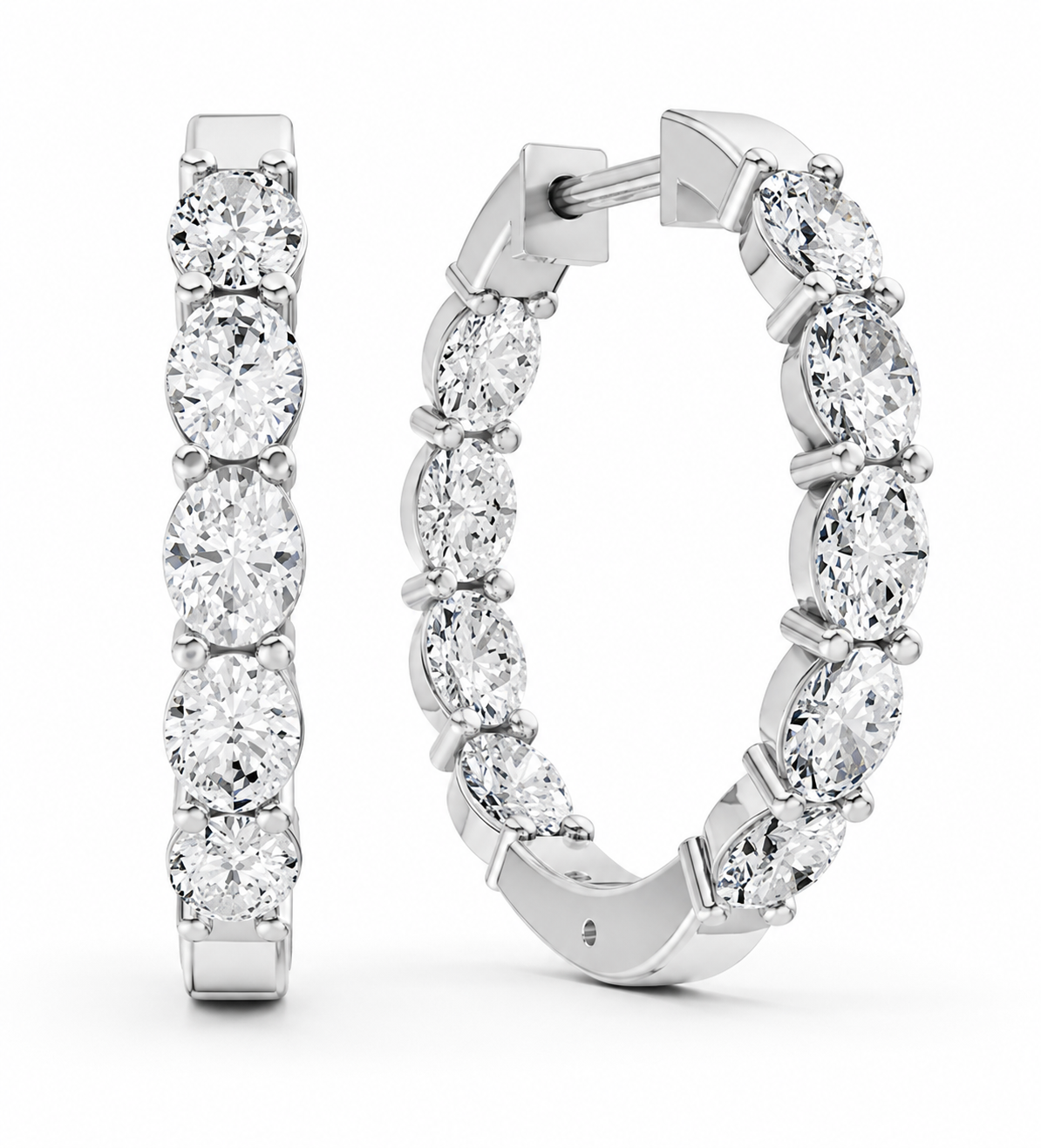 Fancy OVAL Diamond Hoop Earring