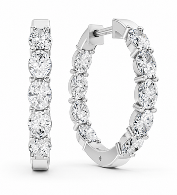 Fancy OVAL Diamond Hoop Earring