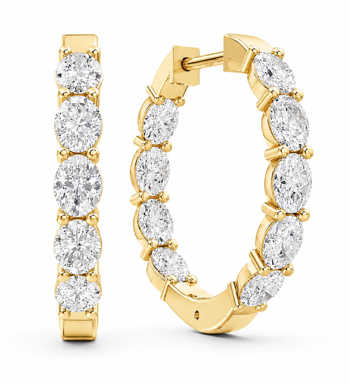 Fancy OVAL Diamond Hoop Earring