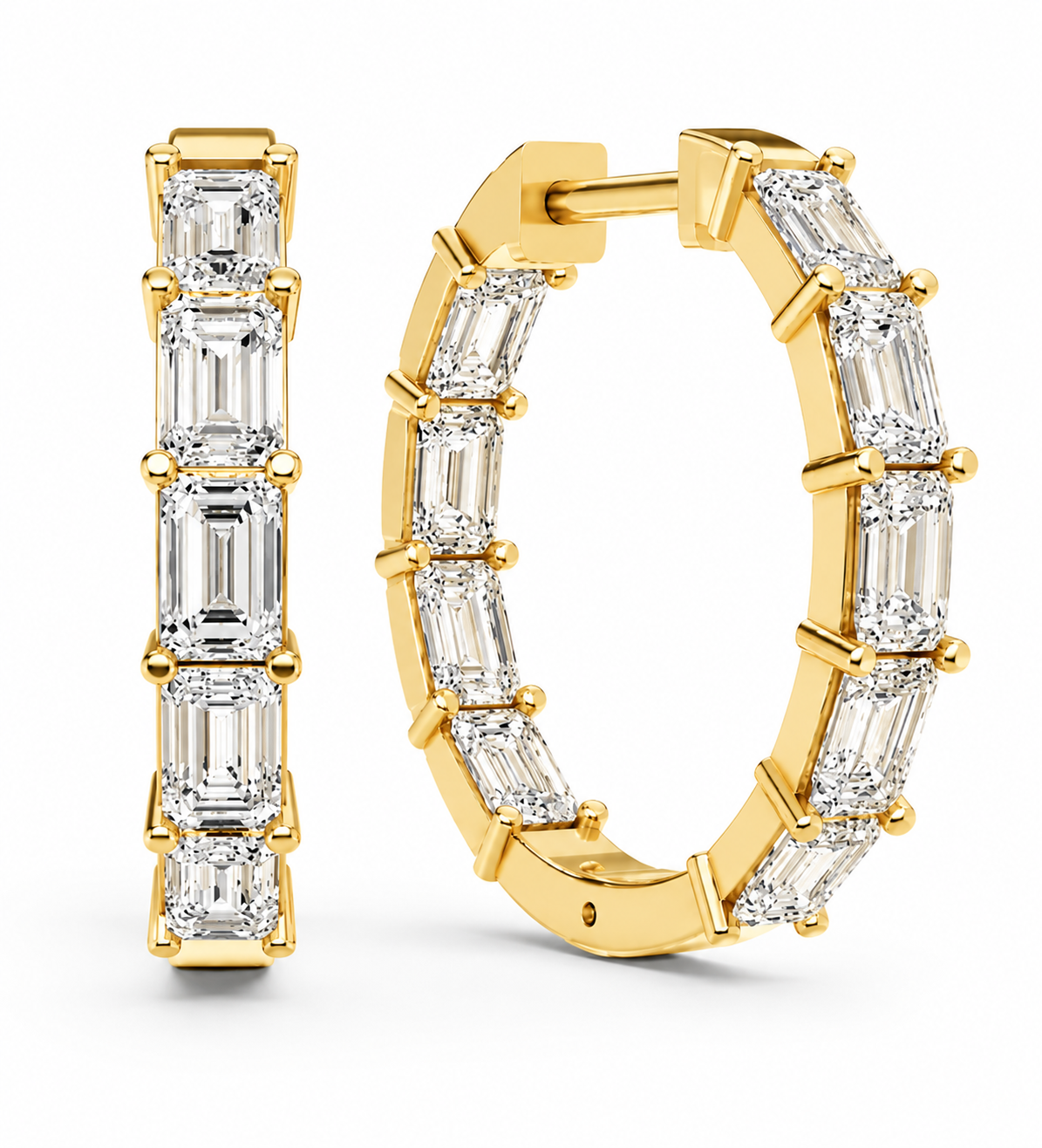 Fancy Emerald Diamond Hoop Earring