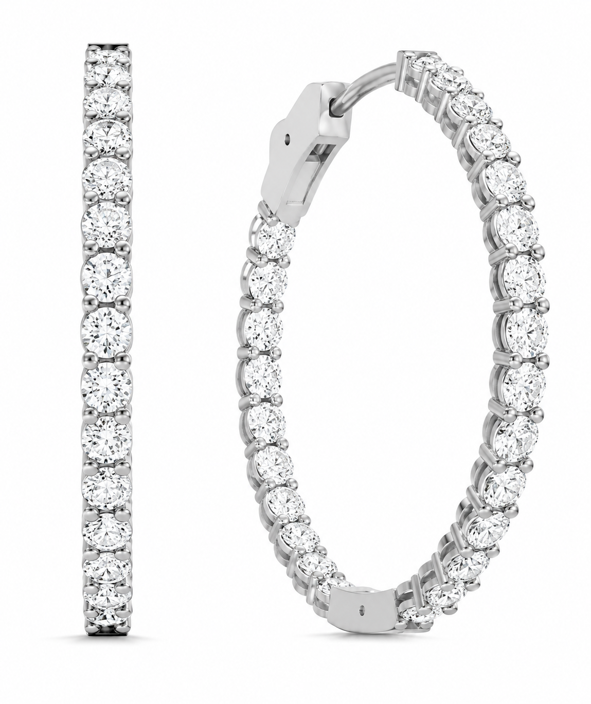 Inside & Out Round Diamond Hoops