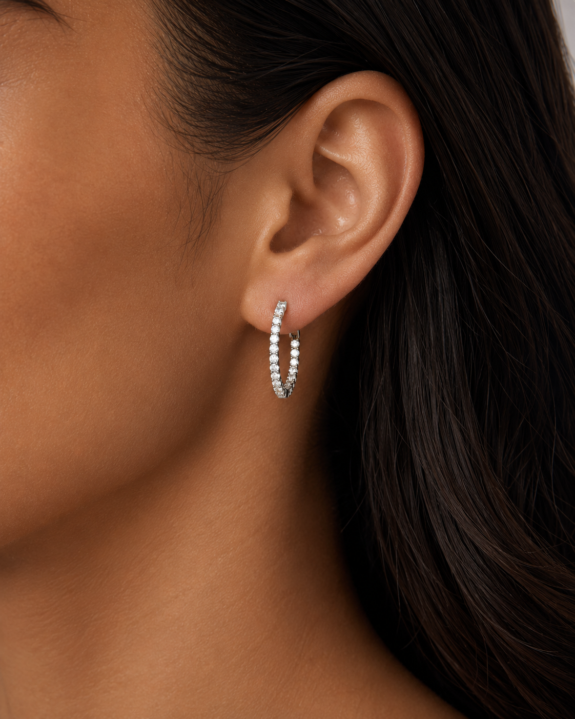 Inside & Out Round Diamond Hoops