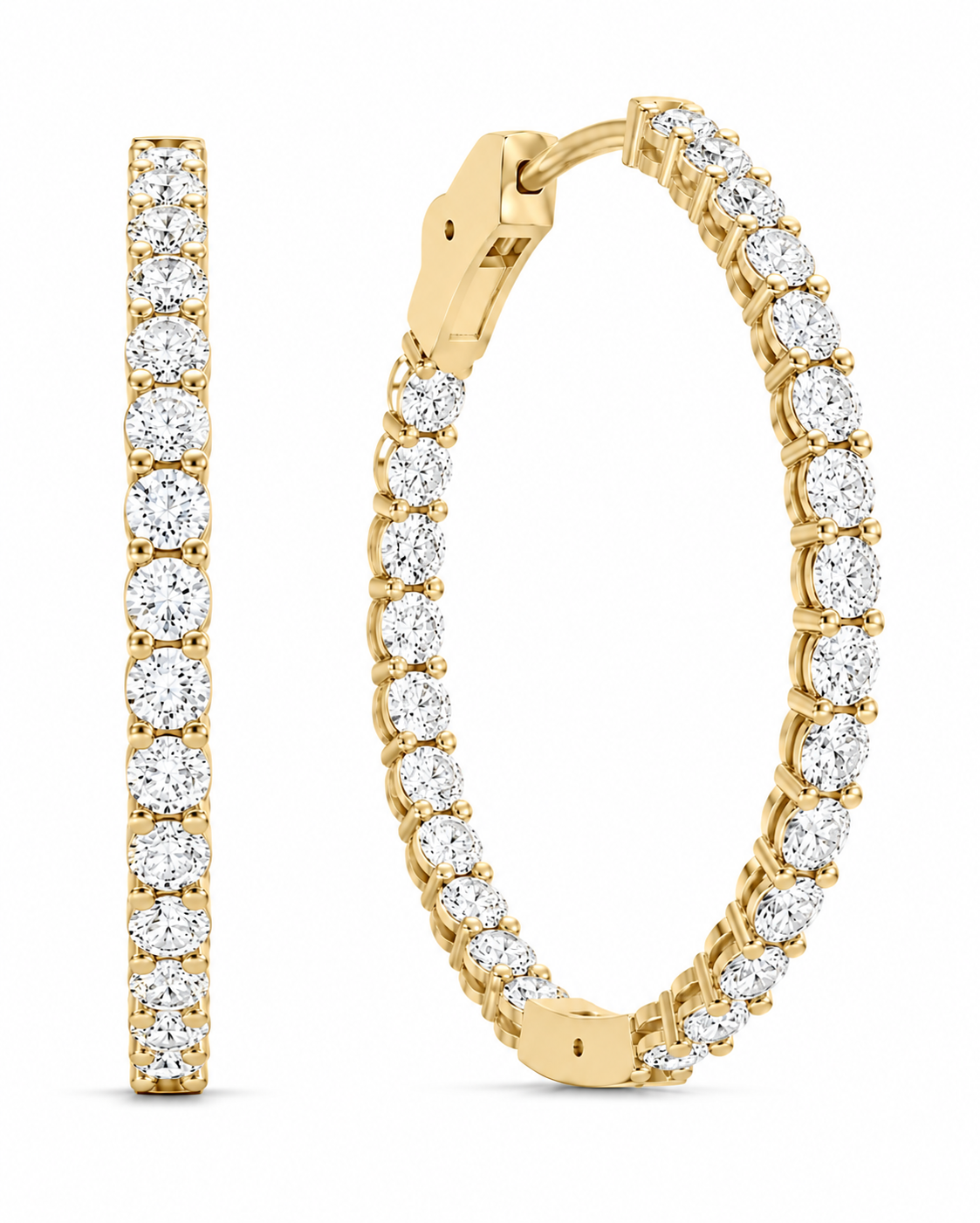 Inside & Out Round Diamond Hoops